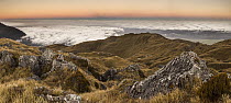 Mountain ridge in clouds, Westland Tai Poutini National Park, New Zealand