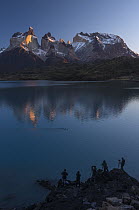 Mountain range and Pehoe Lake, Paine Massif, Torres del Paine National Park, Patagonia, Chile