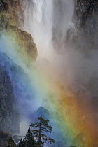 Waterfall and rainbow, Bridal Veil Falls, Yosemite National Park, California