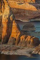 Lake and rock formation, Alstrom Point, Lake Powell, Glen Canyon National Recreation Area, Utah