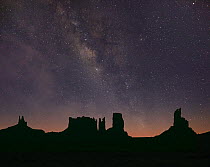Milky Way and starry sky over buttes, Monument Valley, Arizona