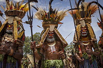 Men in ritual make-up and traditional clothing during a sing-sing, Goroka Show, Goroka, Eastern Highlands, Papua New Guinea