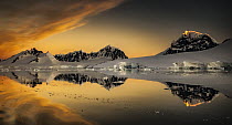 Coastal mountains at sunset, Fief Range, Wiencke Island, Antarctic Peninsula, Antarctica