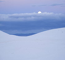 Moon over sand dune, White Sands National Park, New Mexico