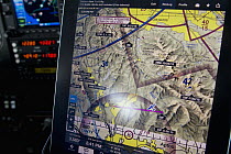 Mountain Lion (Puma concolor) tracking points displayed on gps with location of airplane used for aerial telemetry, Santa Cruz Puma Project, Santa Cruz Mountains, California