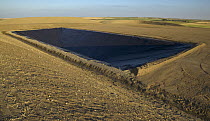 Toxic water evaporation pit lined with plastic, Williston Basin, North Dakota
