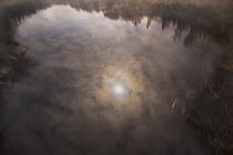 Sun and clouds reflected in water, Minnesota
