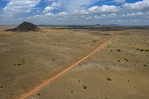 Dirt road cuts through savanna, Rupununi, Guyana