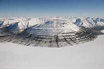 Mountains and plateau in winter, Putorana Plateau, Siberia, Russia