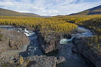 River in canyon in taiga, Putoransky State Nature Reserve, Putorana Plateau, Siberia, Russia