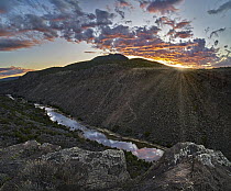 Sunset over Rio Grande gorge at Sheep Crossing, Rio Grande del Norte National Monument, New Mexico