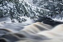 River in winter, Mersey River, Kejimkujik National Park, Nova Scotia, Canada