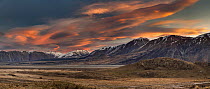 Clouds over mountains at sunset, Rangitata River Valley, Canterbury, South Island, New Zealand
