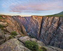 Cliff and river, Painted Wall, Gunnison River, Black Canyon of the Gunnison National Park, Colorado