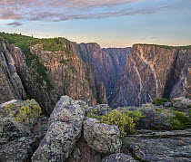 Cliffs and river, Painted Wall, Gunnison River, Black Canyon of the Gunnison National Park, Colorado