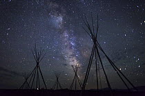Teepee frames under the Milky Way from a Nez Perce encampment, Big Hole National Battlefield, Montana