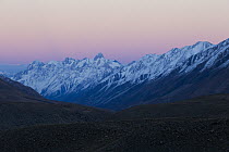 Mountain range at dusk, Sarychat-Ertash Strict Nature Reserve, Tien Shan Mountains, eastern Kyrgyzstan