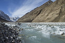 Glacial stream flowing in glacial valley, Sarychat-Ertash Strict Nature Reserve, Tien Shan Mountains, eastern Kyrgyzstan