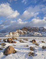 Rock formations in winter, Dillon Pinnacles, Curecanti National Recreation Area, Colorado