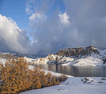 Rock formations in winter, Dillon Pinnacles, Curecanti National Recreation Area, Colorado