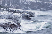 Cliffs with ice in winter, Lake Superior, Tettegouche State Park, Minnesota