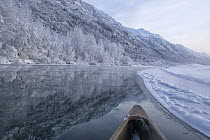 Canoe in Chilkat River, southeast Alaska