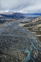 Slims River flowing into Kluane Lake, Kluane National Park, Yukon, Canada
