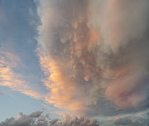 Thunderstorm cloud at sunset, North America
