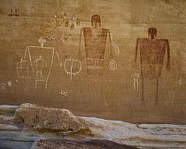 Petroglyphs made by Ancestral Puebloans, Big Man Panel, Grand Gulch, Cedar Mesa, Bears Ears National Monument, Utah
