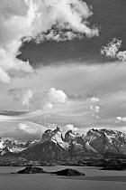 Granite peaks in spring, Lake Pehoe, Torres del Paine, Torres del Paine National Park, Patagonia, Chile