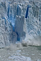Ice calving off glacier, Lake Argentino, Los Glaciares National Park, Patagonia, Argentina, sequence 2 of 4