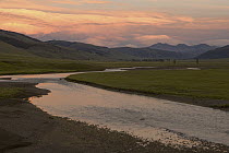 River in grassland, Lamar Valley, Yellowstone National Park, Wyoming