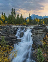 Athabasca Falls and Mount Fryatt, Rocky Mountains, Jasper National Park, Alberta, Canada