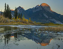 Mountain and river, Roche Ronde, Athabasca River, Jasper National Park, Alberta, Canada