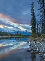 Athabasca River and Colin Range, Rocky Mountains, Jasper National Park, Alberta, Canada