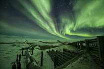 Northern lights over Alyeska Pipeline, which carries oil from oil fields in Prudhoe Bay near the Arctic National Wildlife Refuge, down to Valdez, Alaska
