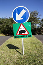 Hippo warning sign, iSimangaliso Wetland Park, KwaZulu-Natal, South Africa