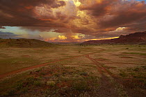 Desert storm at sunset, Namib Desert, Twyfelfontein, Namibia