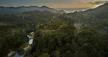 Forest-covered hills and river, Taironaka Lodge, Colombia