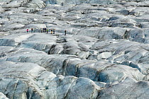 Ice climbers atop Skaftafellsjokull Glacier, Skaftafell National Park, Iceland