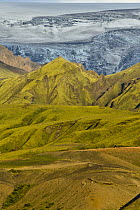 Mountains and glacier, Eyjafjallajokull, Valley of Thor, Iceland