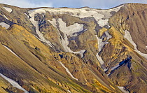Rhyolite mountains with deep ravines, Landmannalaugar, Fjallabak Nature Reserve, Iceland