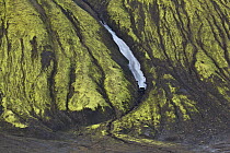 Ice and moss-covered volcanic hillside, Fogrufjoll Mountains, Iceland
