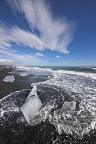 Ice chunks on beach, Jokalsarlon Lagoon, Iceland