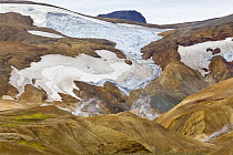 Rhyolite mountains and glacier, Kerlingarfjoll, Iceland