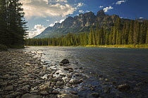 Castle Mountain and Bow River, Banff National Park, Alberta, Canada