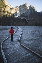 Hiker near Yosemite Falls, Yosemite National Park, California
