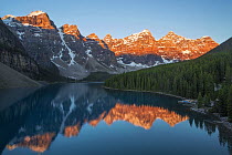 Peaks at sunrise, Moraine Lake, Banff National Park, Alberta, Canada