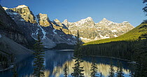 Glacial lake and mountains, Moraine Lake, Banff National Park, Alberta, Canada