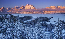 Mountains in winter, Teton Range, Grand Teton National Park, Wyoming